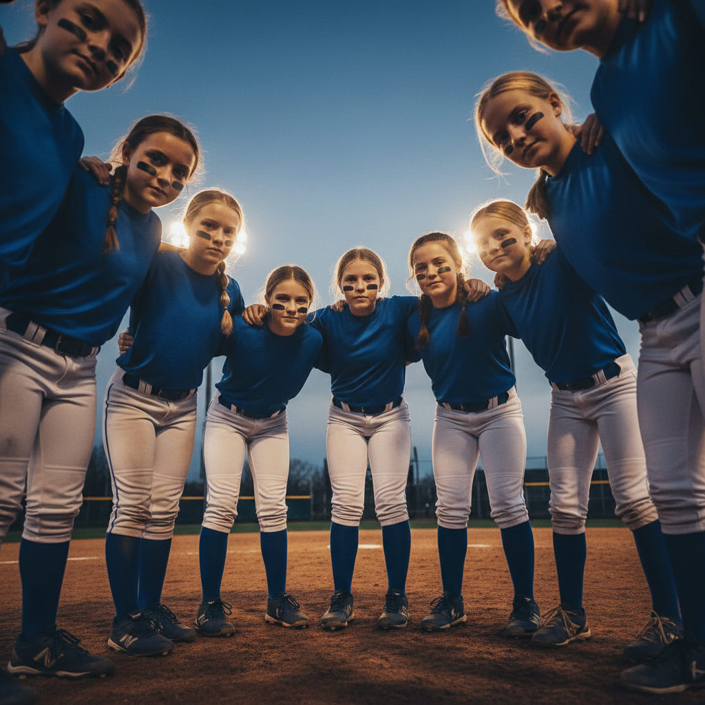 Lady Sharks players celebrating together after a win